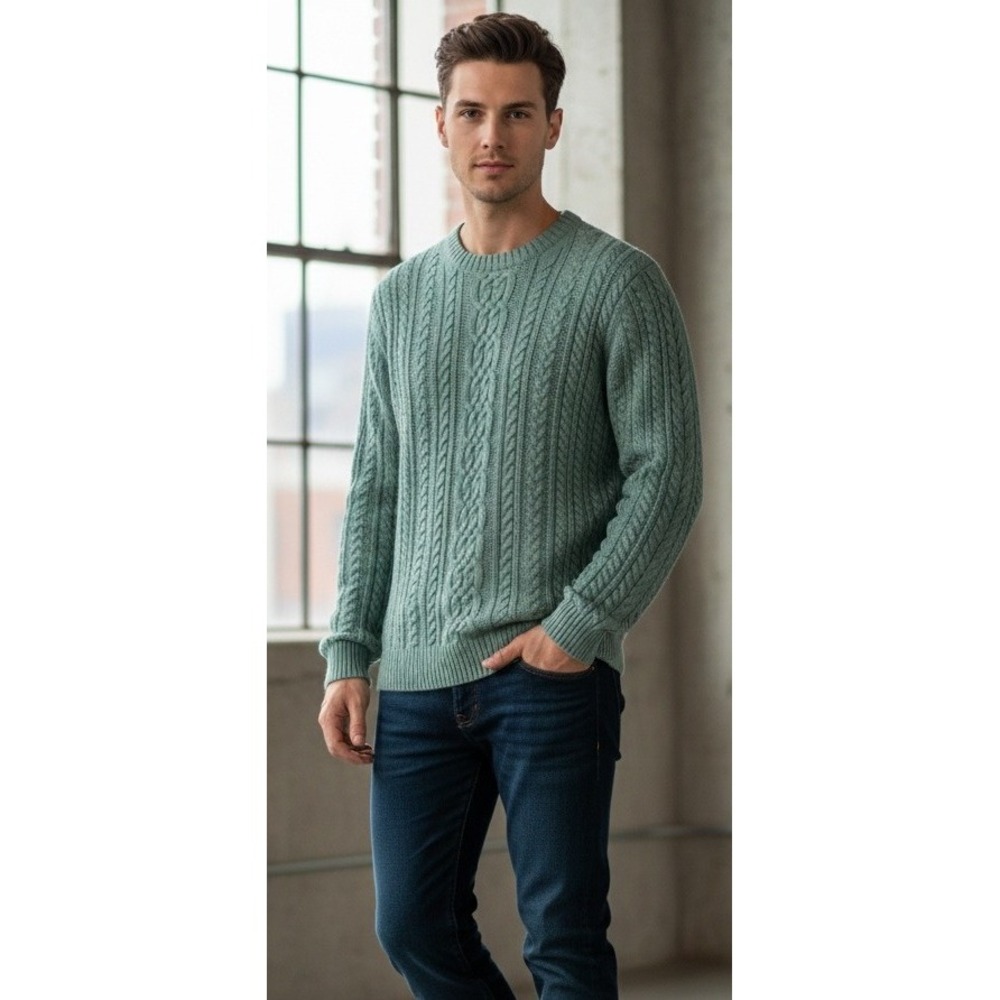 Amazon Essentials Cable Knit Crew Neck Sweater Me… - image 1